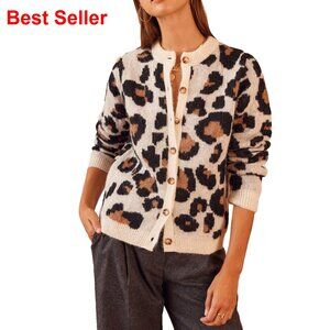 Soft Knit Cardigan Open Front Long Sleeve Ribbed Cuffs Size M